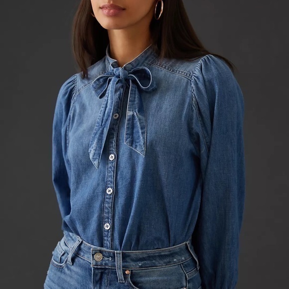 Pilcro Tie-Neck Blouse - Picture 1 of 5